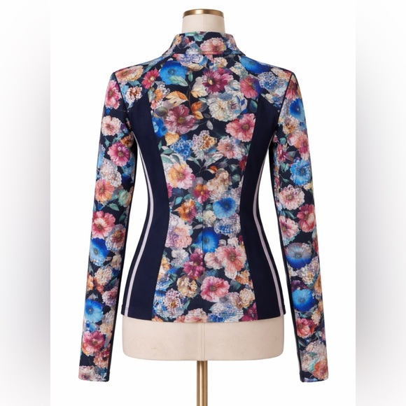 JOHNNY WAS ACTIVE Floral Zip Athletic Jacket XS NWT Fall Dance Fitted Sport Luxe - Picture 3 of 9